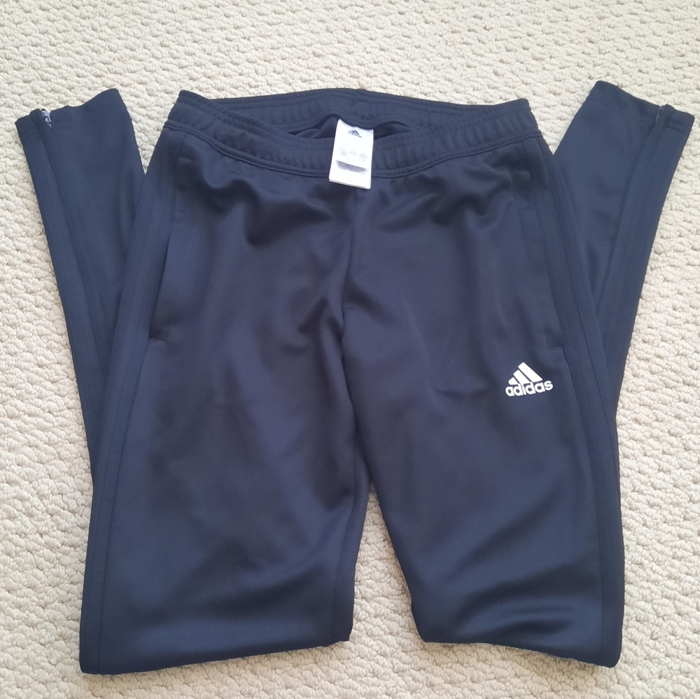 ADIDAS Size XS (4/6) ADIDAS Women's black pants with zippers at ankle, preowned